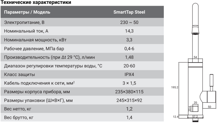 Zanussi SMARTTAP Still техническая характеристика