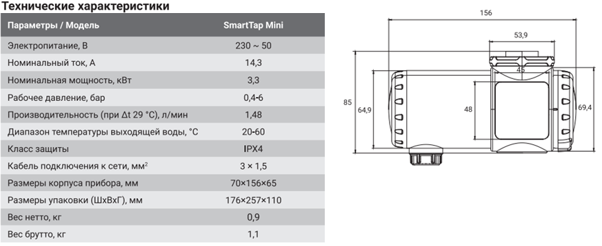 Водонагреватель SMARTTAP Zanussi mini техническая характеристика
