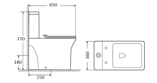 Унитаз напольный Saniteco KW-79143 размер
