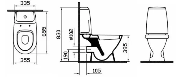 Унитаз-компакт Vitra Grand 9763B003-1206 размер
