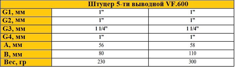 Штуцер 5 выводной Valfex VF.600